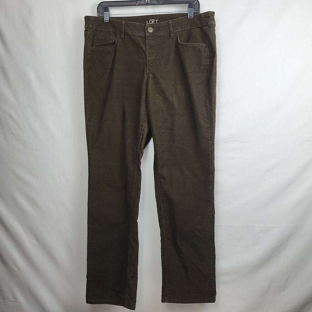 Loft Womens Brown Mid Rise Regular Fit Straight Leg Corduroy Pants Size 32/14